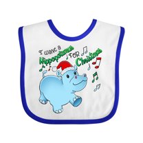Inktastic I Want a Hippopotamus for Christmas Hippo in Santa Hat Boys or Girls Baby Bib
