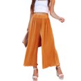 thumbnail image 1 of Pantalones Cortos De Pierna Ancha Pantalones recortados de pierna ancha para mujer, ropa de calle de moda elástica suelta informal (naranja XL) Cgtredaw Para estrenar, 1 of 1