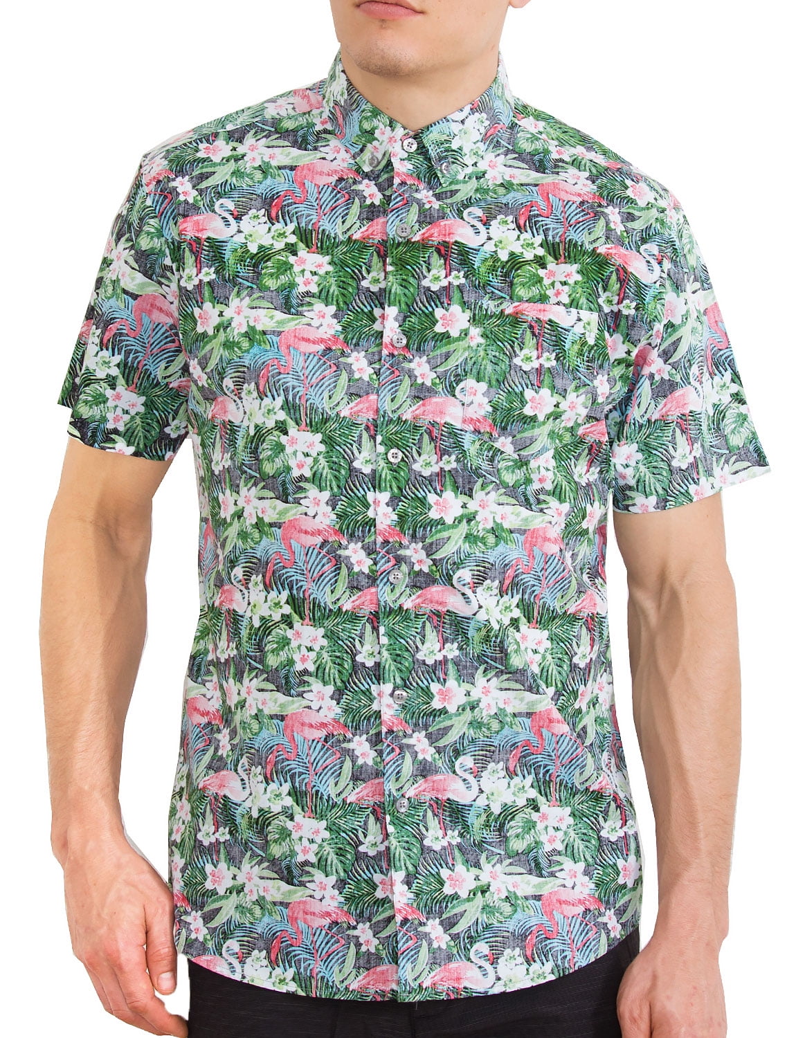 VISIVE Mens Shirt and Big Men Funny Casual Short Sleeve Button Down