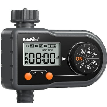 RainPoint Sprinkler Timer for Garden Hose, 3-Program Hose Timer with Auto/Manual Modes, Programmable Irrigation System for Daily or Custom Outdoor Lawn Watering