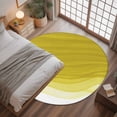thumbnail image 3 of 4ft Round Rug, Ombre Yellow Waves Non-Skid Rubber Backing Large Area Rugs - Living Room Bedroom Home Office, Abstract Art Gradient Modern Indoor Floor Mat Carpets Washable Rug, 3 of 9