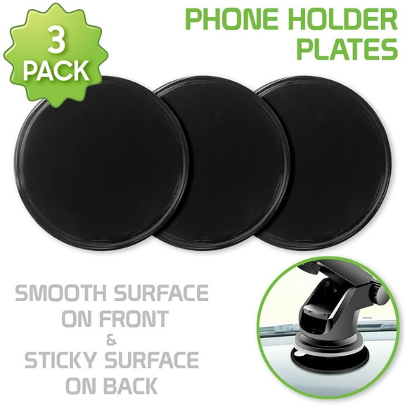 Cellet 3-Pack Reusable Dashboard Mounting Discs – Universal Adhesive Pads for Suction Cup Phone Holders & GPS Mounts