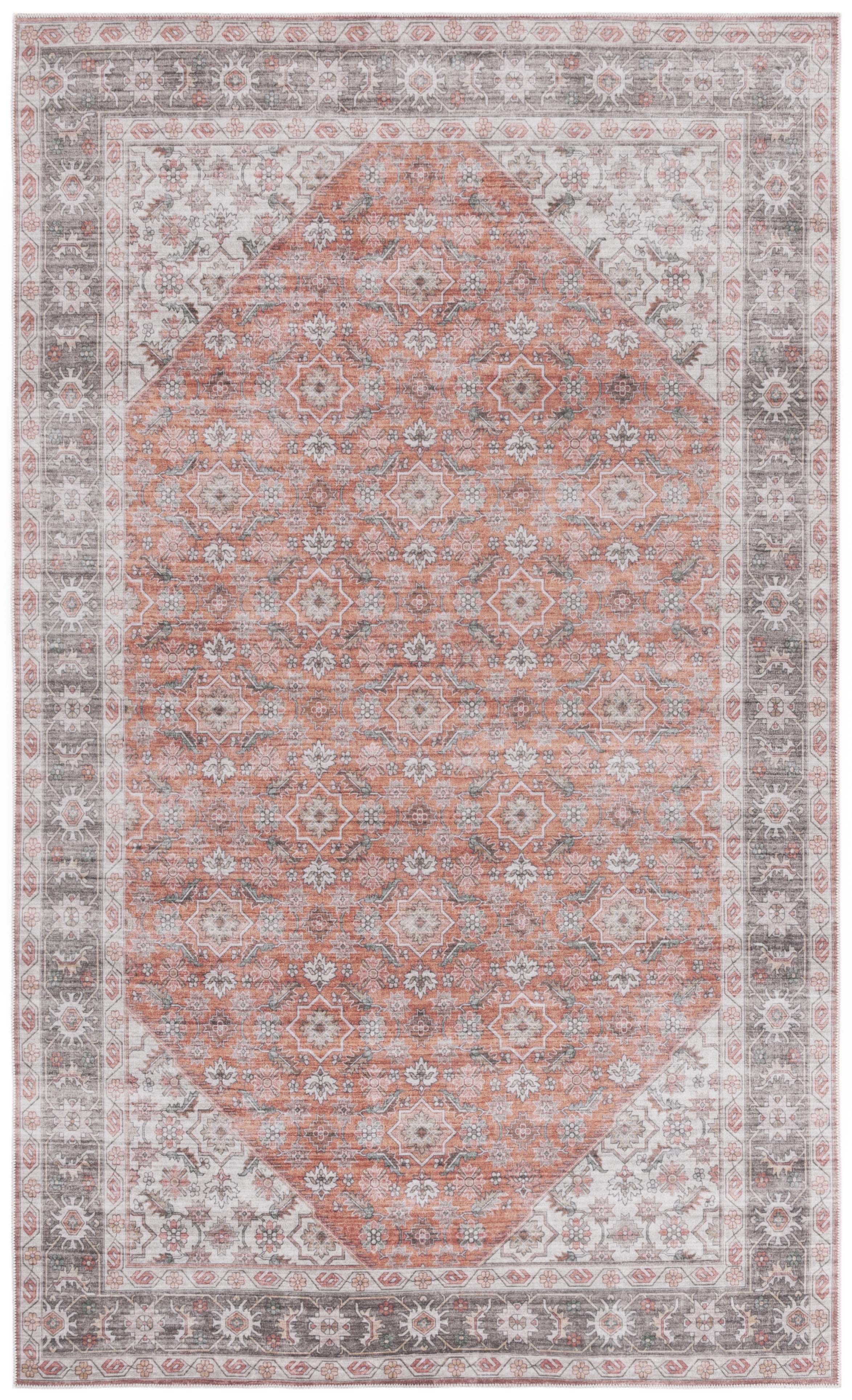 Safavieh Arizona 8'-0" x 10'-0" Polyester Power Loomed Rug in Rust / Olive