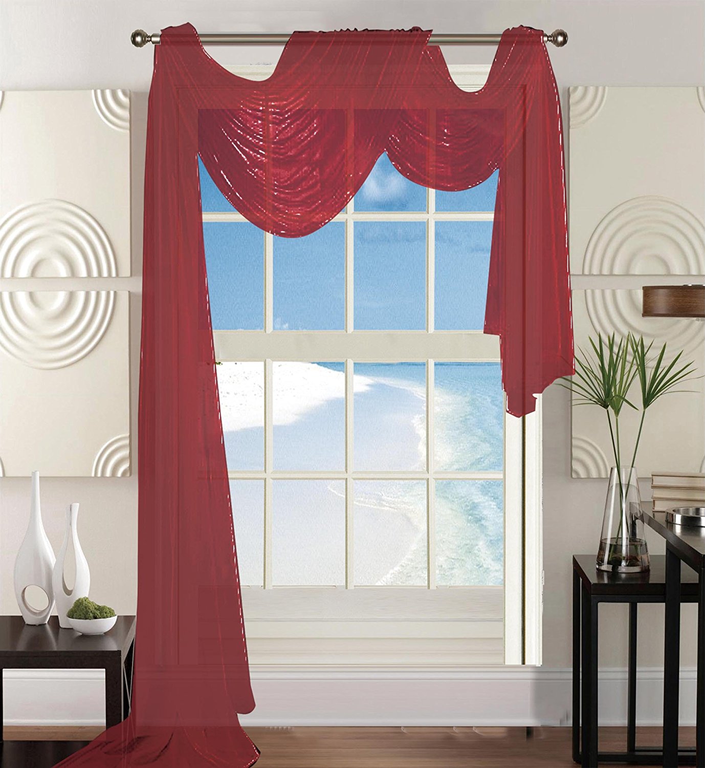 Elegant Comfort Beautiful Window Panel Curtain Sheer Voile Scarf 55" X