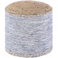 thumbnail image 2 of Hauteloom Grady Natural Wicker Jute Round Pouf - Ottoman Style Braided Woven Foot Stool - Natural Fiber Round Cylinder Ottoman - Brown, Blue, White - 18" x 18" x 16", 2 of 3