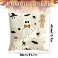 thumbnail image 3 of Halloween Pillow Covers 16x16 Inch, Cute Ghost Printed Throw Pillow Case with Linen Texture, Decorative Cushion Cover for Couch Sofa Home Fall Decor, 3 of 9