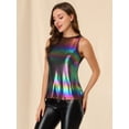 thumbnail image 4 of Camiseta Sin Mangas Allegra K Con chaleco Brillante Metálico Multicolor XS, 4 of 6