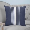 thumbnail image 4 of Pillow Covers 24x24 Set of 2, Vintage Striped Throw Pillow Covers Decorative Couch Cushion Cover, Midnight Blue Modern Simple Lines Microfiber Soft Square Pillowcases for Bedroom Living Room Sofa, 4 of 7