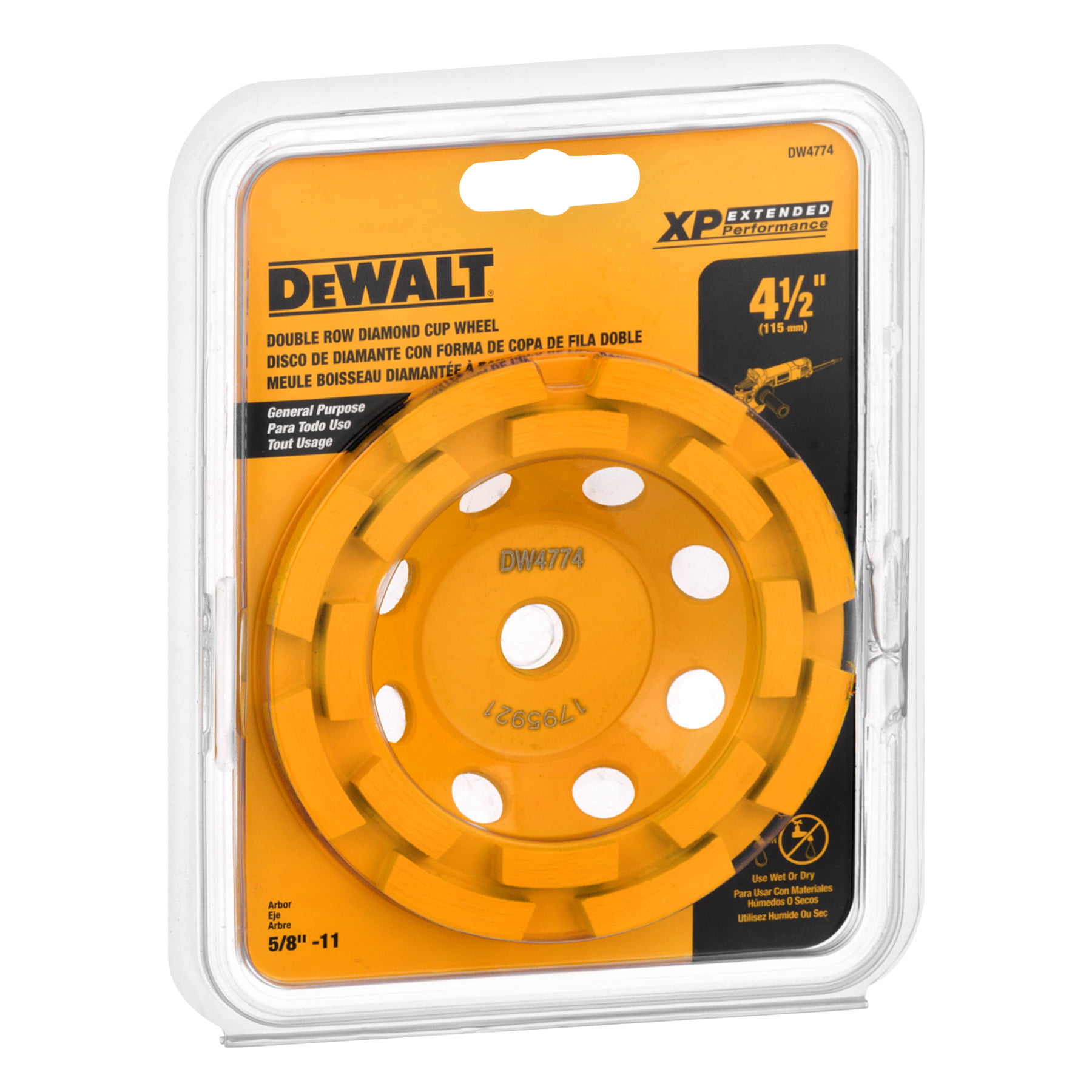 DeWalt Double Row Diamond Cup Wheel 4 1/2, 1.0 CT 