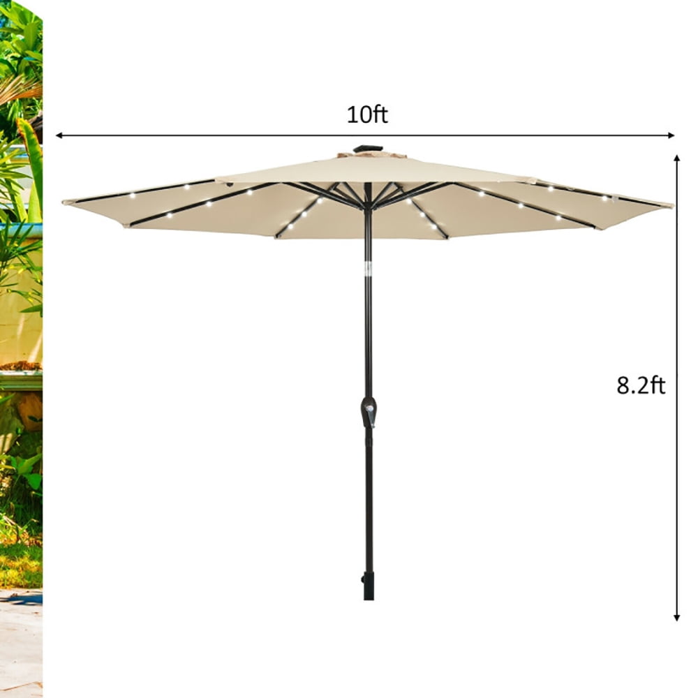 Aimee Lii 10' Solar LED Lighted Patio Market Umbrella Shade Tilt Adjustment Crank, Table Umbrella Outdoor Patio, Beige Aimee Lii 10' Solar LED Lighted Patio Market Umbrella Shade Tilt Adjustment Crank, Table Umbrella Outdoor Patio, Beige