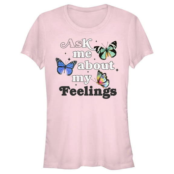 Junior's Lost Gods My Feelings Butterflies Graphic Tee Light Pink 2X Large