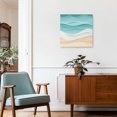 thumbnail image 3 of Framed Canvas Wall Art for Living Room Teal Green Beach Waves Wall Decor, Abstract Water Lines Aesthetic Paintings for Bedroom Office Kitchen Bathroom, Ready to Hang Artwork Wall Pictures 8x8 Inch, 3 of 9