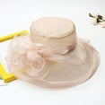 thumbnail image 3 of Lispipm Women Organzas Church Tea Party Hats Wide Brim Accessory Fascinator Formal Hat Ladies Summer Outdoor Sun Caps Pink, 3 of 4