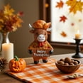 thumbnail image 4 of 1PC Highland Cow Figurines Autumn Pumpkin Turkey Highland Cow Gnomes Maple Leaf Scottish Resin Statue Calf Lovers Gifts for Fall Home Garden Kitchen Office Tiered Tray Table Decor, 4 of 6