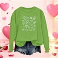 thumbnail image 1 of Mceream Valentines Chandails en Molleton pour Femmes Mode Imprimé Cœur Graphique Manches Longues Chemises Surdimensionnées Col Rond Chandail Tops Grande Taille Vert G, 1 of 5