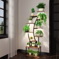 thumbnail image 2 of Display Shelves Plant Stand Indoor with Grow Lights, 9 Tiered Indoor Plant Stand, 63" Metal Plant Shelf, Tall Plant Stands Indoor Multiple Stands for Living Room, Patio,Wooden Display Shelves, 2 of 9