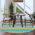 thumbnail image 4 of Round Area Rug 8 Ft, Teal Black Boho Washable Non-Slip Circle Carpet for Living Room/Bedroom, Vintage Ethnic Tribe Abstract Art Collection Low-Profile Large Area Rugs for Indoor, 4 of 7
