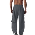 thumbnail image 6 of Kalauyu Men's Cargo Pants Wide Casual Elastic Waist Drawstring Loose Outdoor Hiking Streetwear Pants, 6 of 6