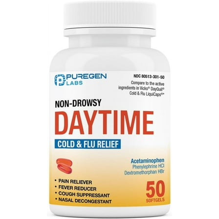 Puregen Labs DAYTIME Multi-Symptom Relief, 50 Ct