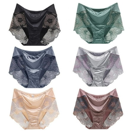 

Women s Seamless Briefs Lace Panties Breathable Silk Full Coverage Lady Lingerie Ultra-thin Comfortable Soft Girls Briefs(6-Packs)