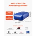thumbnail image 2 of VEVOR Water Storage Bladder 264.2 Gallon Large Capacity Water Bag, Portable & Collapsible Soft Waters Container, Leakproof & Tear-Resistant PVC Emergency Waters Storage Tank for RV Truck & Outdoor Use, 2 of 9