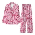 thumbnail image 2 of VISALY Women Valentine's Day Pajamas Set Bow Printed Button Down Sleepwear Lounge Set Nightwear Breathable Pajama Sets Pretty Pajamas Comfortable Pjs Set Comfortable Pajamas Fall Pjs Women Red M, 2 of 4