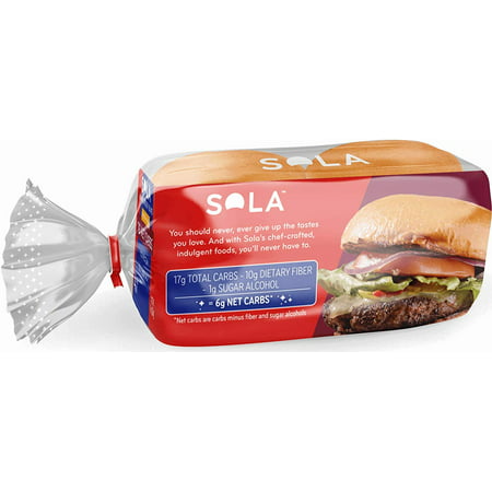 Sola Golden Wheat Hamburger Buns, Low Carb, 4 CT (Pack of