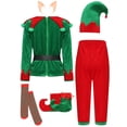 thumbnail image 4 of renvena Boys 7-Piece Christmas Elves Outfit Set Christmas Party Role Play Dress Up Set Green 2-3, 4 of 7