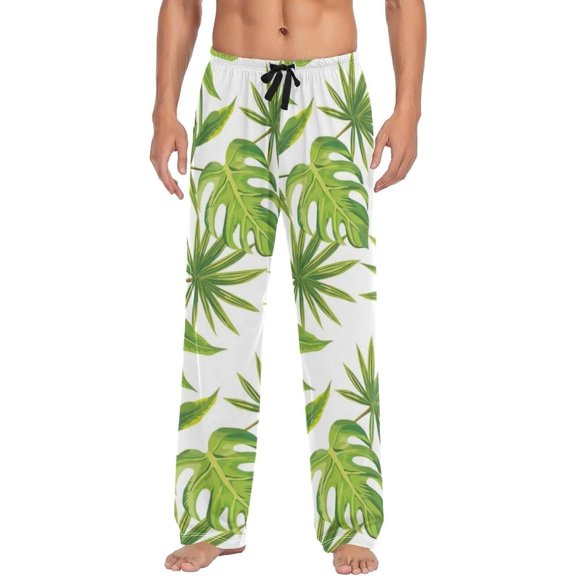 Tropical Palm Leaves Ghost Pajama Pants, Men's Lounge Pants Light with Drawstring and Pockets, Christmas New Year Birthday Father's Day Gifts