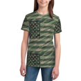 thumbnail image 2 of Honeii Jungle Green Camo USA Flag Print Youth Short Sleeve T-Shirt,Boys Athletic Shirt,Quick Dry Short Sleeve Performance Moisture Wicking T Shirt, 2 of 6