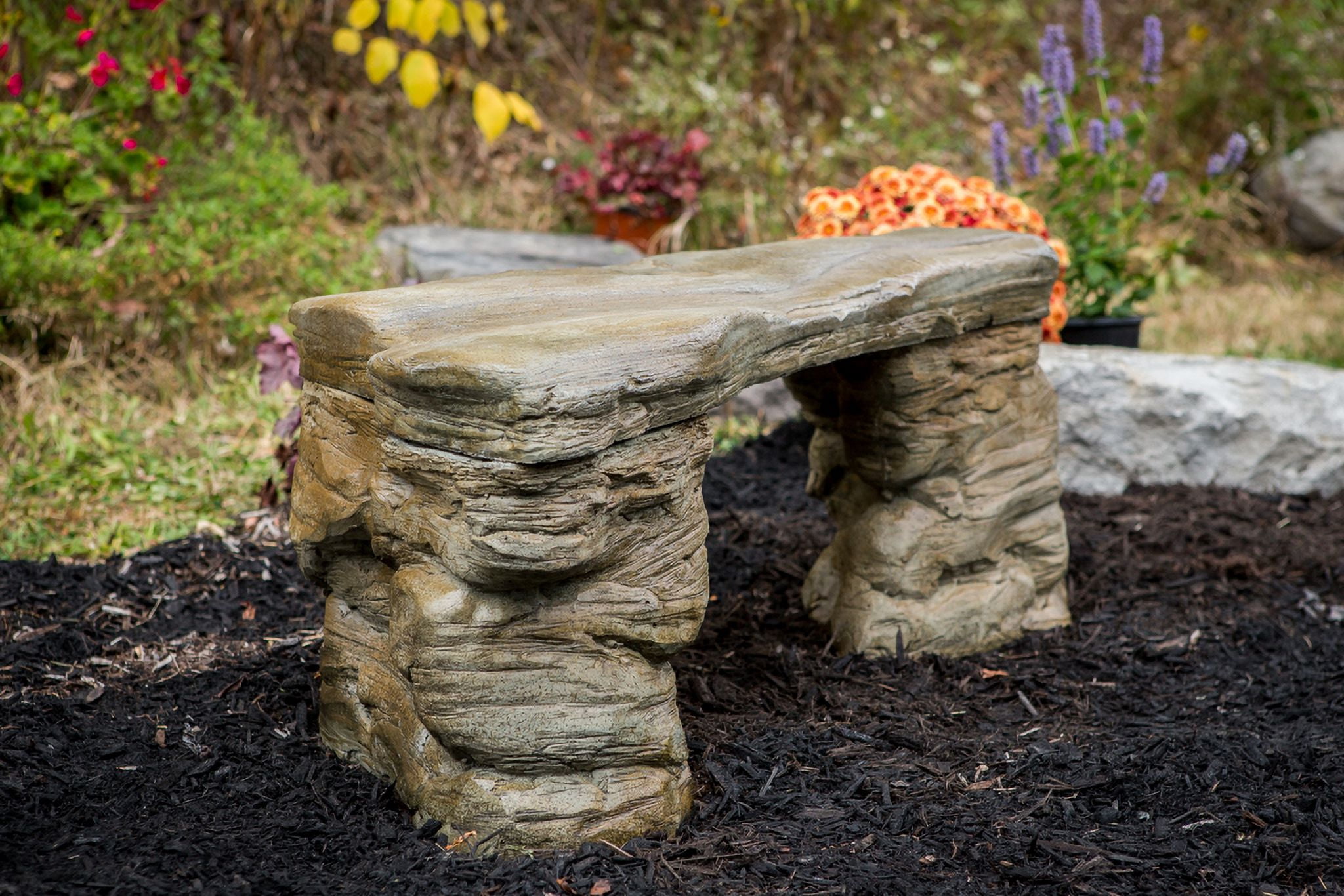 Athena Garden Petrified Cast Stone Rock Bench, Outdoor Concrete Garden  Furniture, Made in USA, Natural Accent - Walmart.com