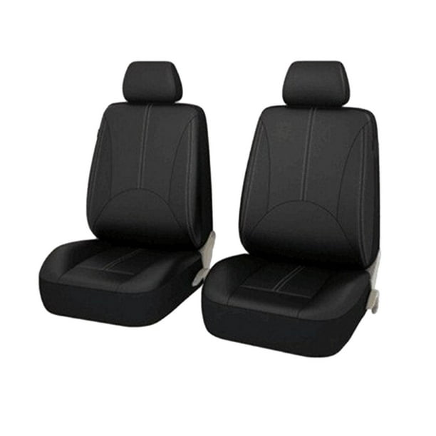 Luzkey Fundas de asiento de coche de piel sintética, lavables, fundas para asientos delanteros y traseros, protector impermeable clásico para vehículos, SUV, accesorios para coche, color negro