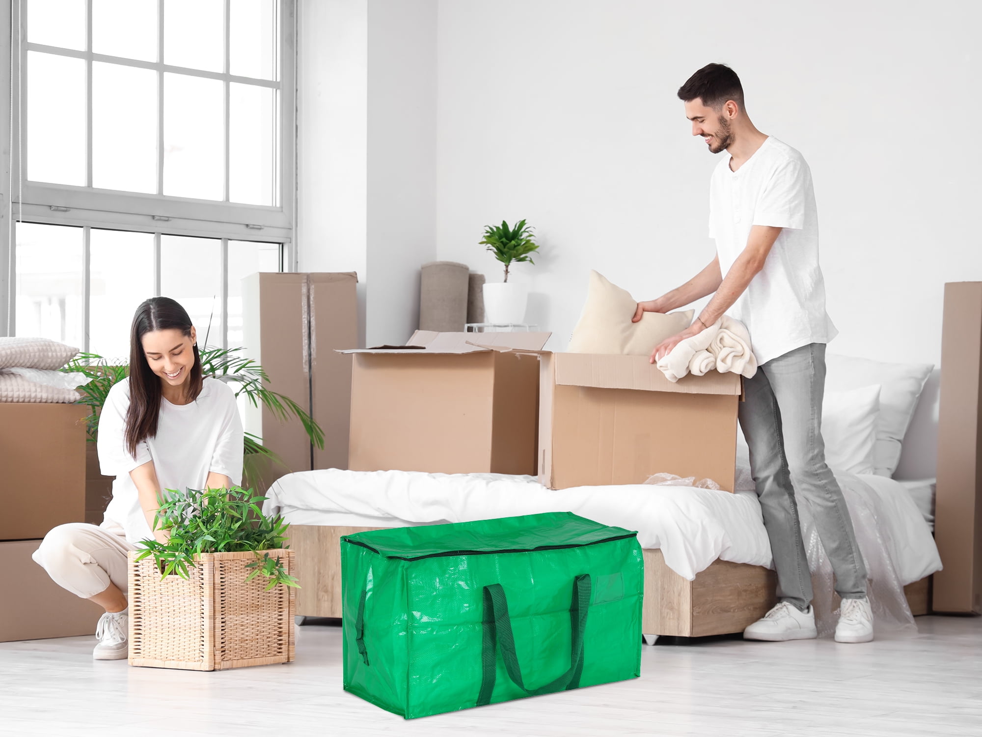 Unique Bargains 1 Pack Clothes Storage Bags Moving Bags Green 27*14*15in