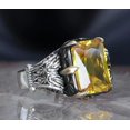 thumbnail image 4 of Roarsilver Zircon Ring-925k Unisex Silver Jewelry-Vintage Gemstone Ring-Gift for Him and Her-925k Turkish Handmade Sterling Silver Yellow Zircon Ring | 9, 4 of 6