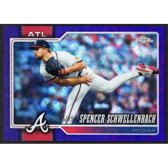 Collectible 2026 Topps Chrome Logofractor Baseball Card Spencer Schwellenbach Purple Refractor 05/75 #80 Atlanta Braves MLB Baseball Trading Card