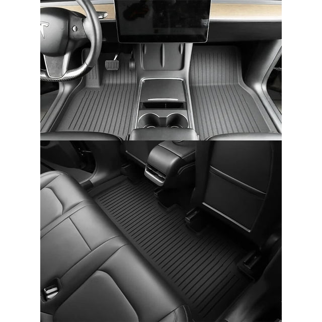 Tapis de Sol Toutes Saisons pour Tesla Model 3 2021-2023, 3 Pcs Tapis de Sol pour Voiture Doublures de Plancher en TPE Robustes, Ensemble Complet de Tapis Automobiles Imperméables