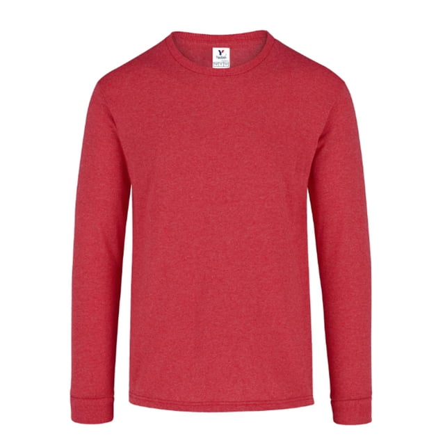 Playera Cuello Redondo Manga Larga para Caballero, Color Rojo Jaspe, Talla Mediana, 50% Algodón-50% Poliéster. Yazbek C0354