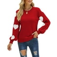thumbnail image 1 of Sweaters for Women Crew Neck Long Sleeve Womens Sweaters Heart Print Pullover Winter Sweaters Alsol Lamesa, 1 of 6