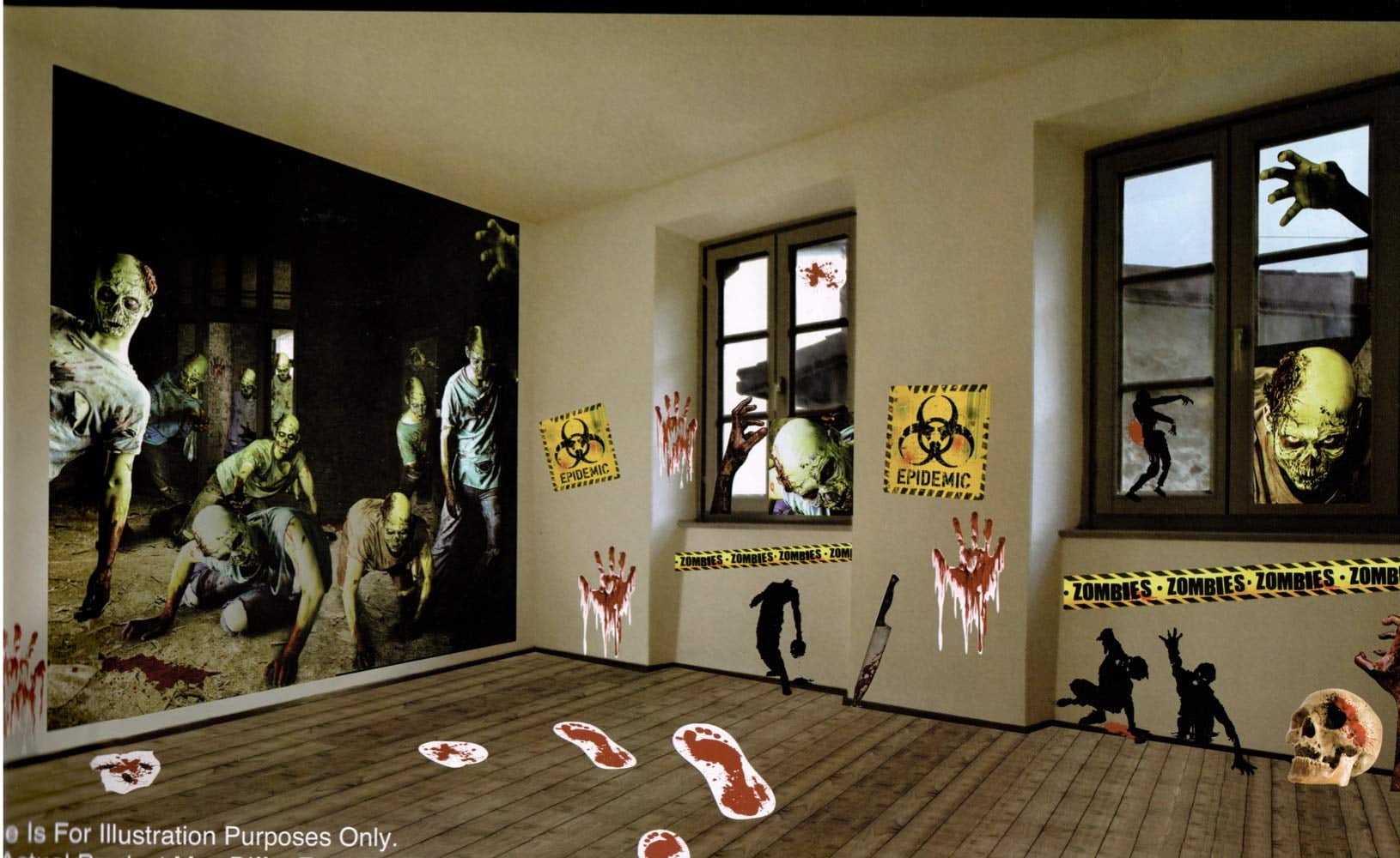 Zombie Halloween Decorations
 Halloween Decorations Zombie Apocalypse Scene Wall Decor 32 Piece Kit