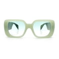 thumbnail image 5 of Womens Mod Beveled Thick Plastic Rectangular Fashion Sunlgasses [Light Green - Blue], 5 of 8