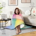 thumbnail image 4 of Wearable Blanket,Colorful Watercolor Stripe Pattern Hooded Wearable Flannel Blanket for Adults & Teens,Winter Poncho Shawl Wrap Cape Cozy Anti-Pill,50"x60", 4 of 5
