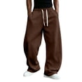 thumbnail image 2 of Dwellite Baggy Sweatpants Men Wide Leg Drawstring Oversized Casual Athletic Y2k Lounge Sweat Jogger Pants with Pockets Coffee 3XL, 2 of 6