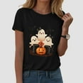 thumbnail image 2 of HCNTES Women Fall Halloween Shirt Funny Short Sleeve Round Neck Tee Cute Spooky Pumpkin Graphic Casual Thanksgiving Tops(L,A353-Black), 2 of 5