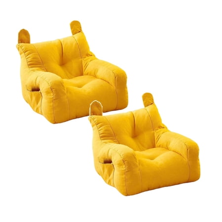 2Pcs 15.0 Sofa Pet Bed Cute Ear Sofa Bed & Bed Mat Bright Yellow Linen Bed for Small & Medium and Cats Soft Washable for Cats Beds Yellow Happy 2026!