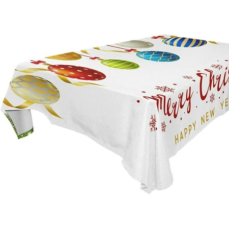 

Hyjoy Christmas Balls Tablecloth Waterproof Washable Polyester Square Table Cover Durable Tablecloth for Kitchen Dining Table Party Decor (54 X 54 Inch)