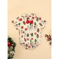 thumbnail image 2 of Qiylii Baby Boys Christmas Bodysuit Snowman/Santa Claus Pattern Short Sleeve Lapel Bow Romper, 2 of 8