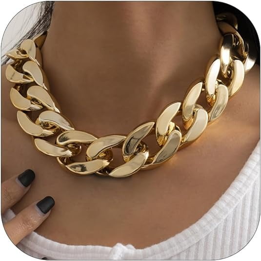 Collar grueso en capas para mujer, gargantilla de cadena dorada de moda para mujer, collar de cadena de eslabones cubanos punk para niñas