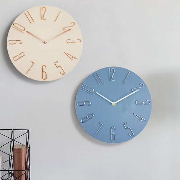 2x Relojes de pared colgantes Sin tictac Silencioso Simple 12 pulgadas Grano de madera gris BLESIY 2x reloj de pared