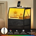 thumbnail image 6 of GALAXHERO Nightstand with Charging Station and LED, Black Tall Night Stand, 4 Drawers Bedside Table with Storage Shelfs for Bedroom, Living Room, 6 of 9
