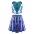 thumbnail image 2 of Haitryli Kids Cheer Outfit Hip Hop Dance Dress Sets 2 Pcs Shiny Skirt And Top Set for Stage Performance Blue 2-6, 2 of 7